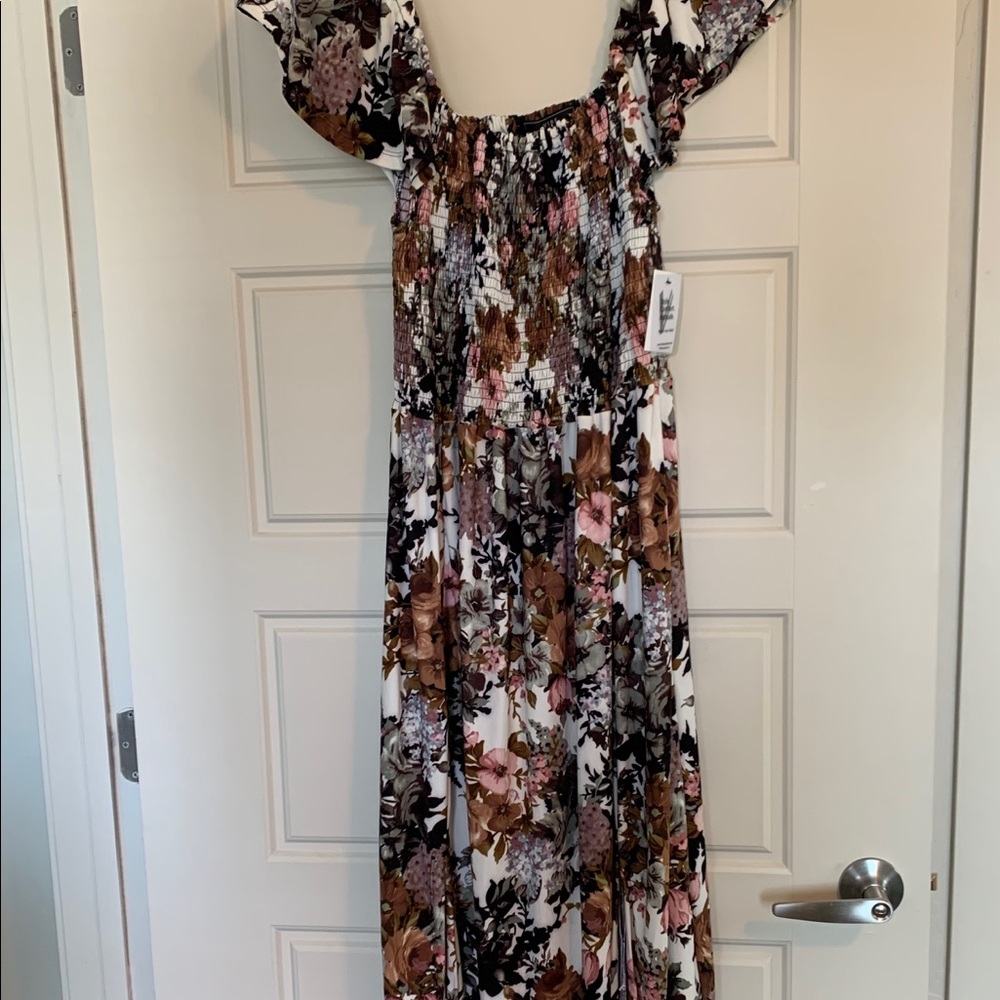 2X VIBE NWT FLORAL OFF SHOULDER SLIT DRESS